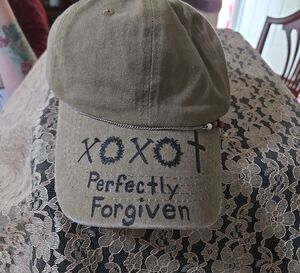 Olive Green Cap with Embroidered Text